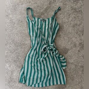 Striped Green Wrap Dress